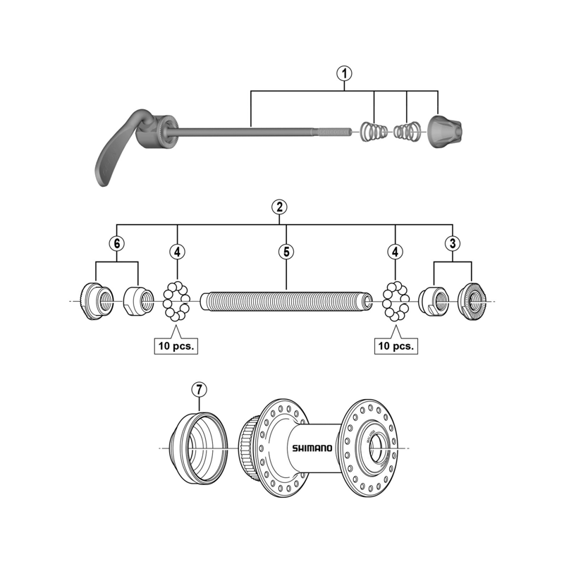 Balfes Bikes Shimano HB-RM35 complete hub axle - 108 mm | Free postage over £30, £10 off first order, price match & 0% finance.