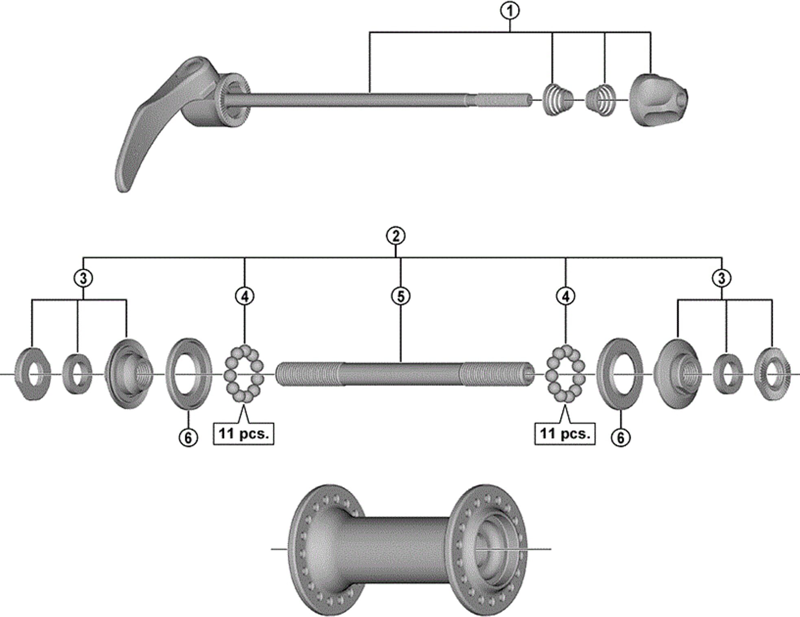 Balfes Bikes Shimano HB-3500 complete hub axle - 108 mm | Free postage over £30, £10 off first order, price match & 0% finance.