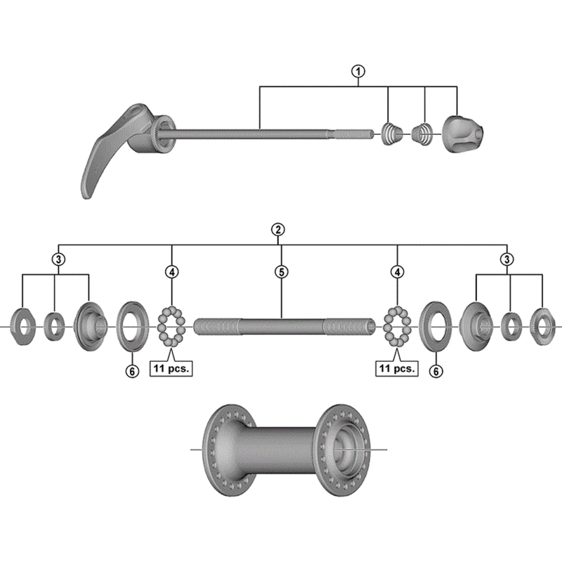 Balfes Bikes Shimano HB-3500 complete hub axle - 108 mm | Free postage over £30, £10 off first order, price match & 0% finance.