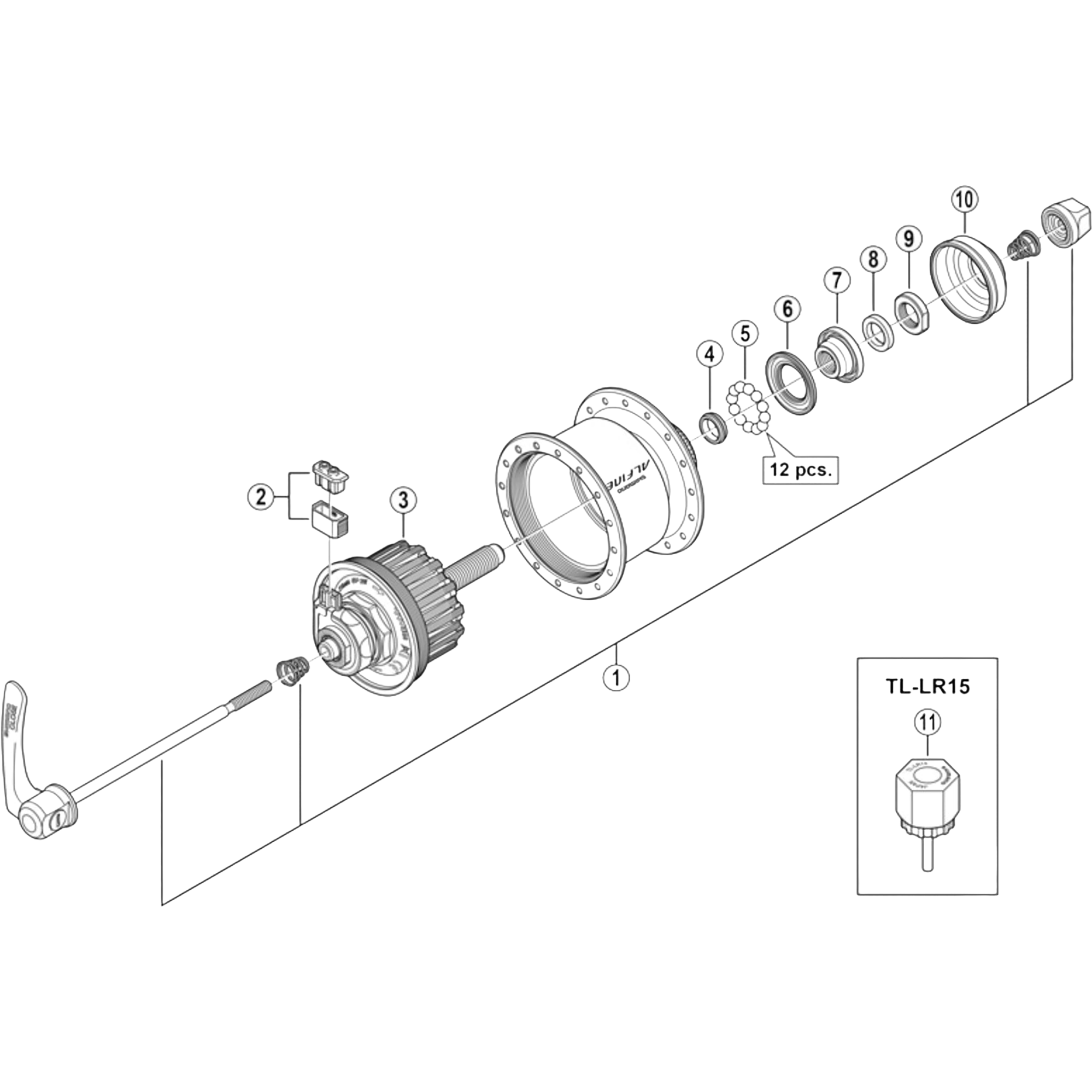 Internal Assembly Shimano DH-S501 hub internal assembly - 108 mm