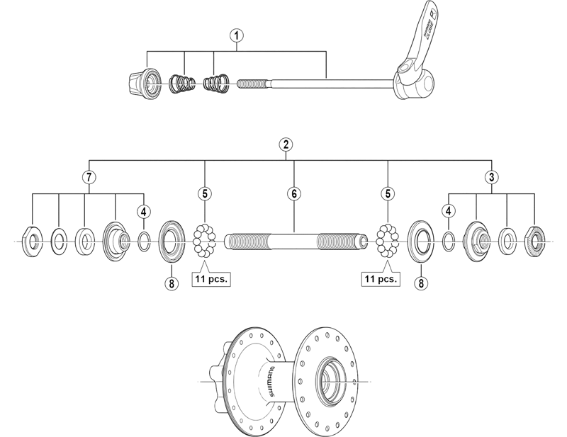 Balfes Bikes Shimano HB-M529 complete quick release - 133 mm in black | Free postage over £30, £10 off first order, price match & 0% finance.