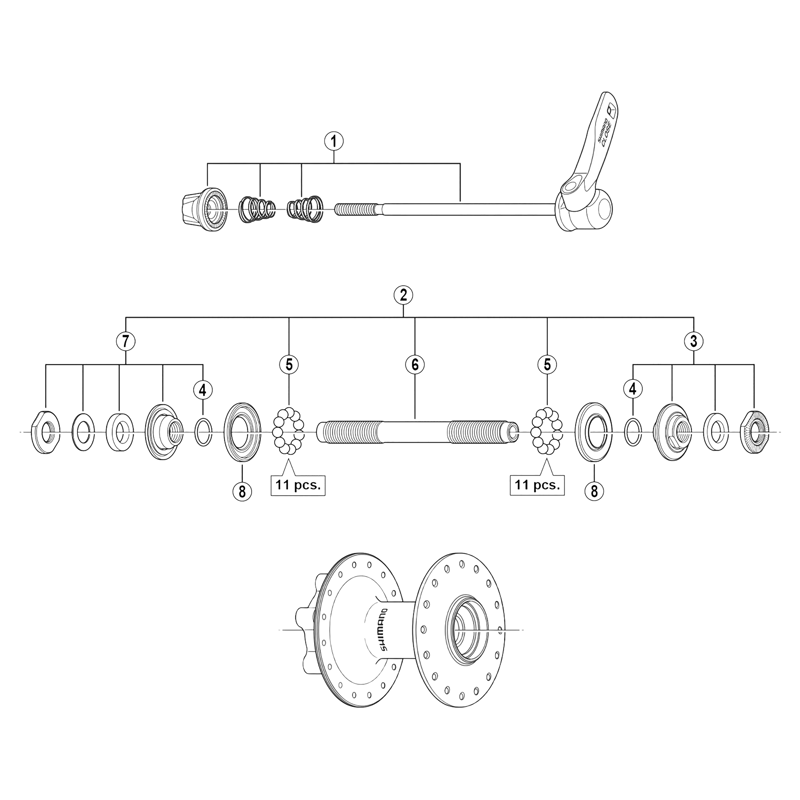 Balfes Bikes Shimano HB-M529 complete quick release - 133 mm in black | Free postage over £30, £10 off first order, price match & 0% finance.