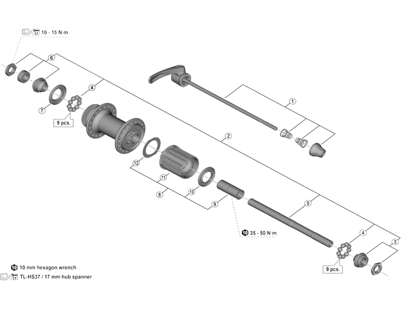 Balfes Bikes Shimano FH-T610 complete quick release skewer - 173 mm | Free postage over £30, £10 off first order, price match & 0% finance.