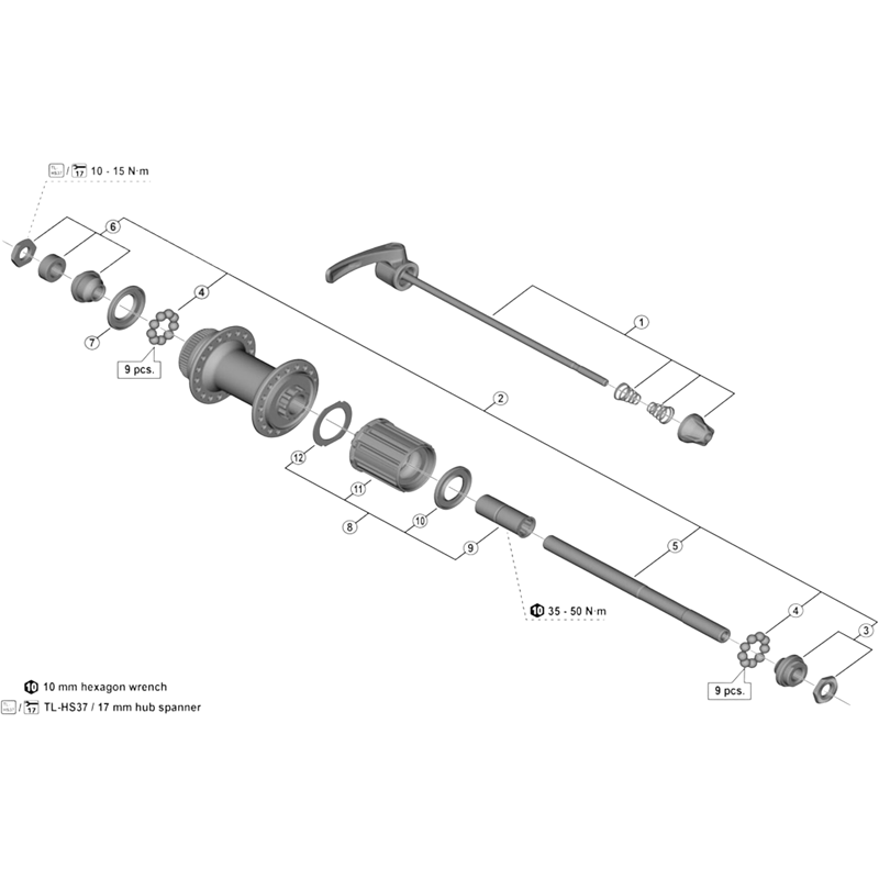 Balfes Bikes Shimano FH-T610 complete quick release skewer - 168 mm | Free postage over £30, £10 off first order, price match & 0% finance.