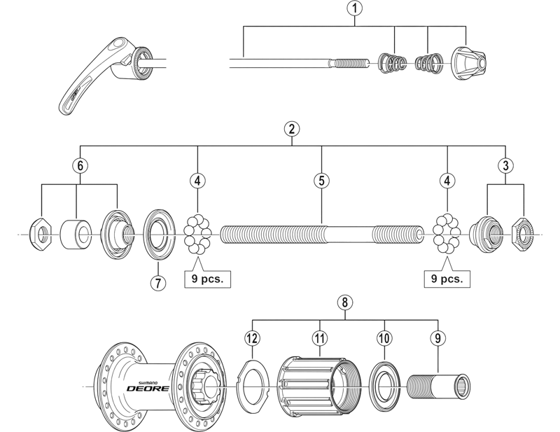 Balfes Bikes Shimano FH-T610 complete hub axle - 146 mm | Free postage over £30, £10 off first order, price match & 0% finance.