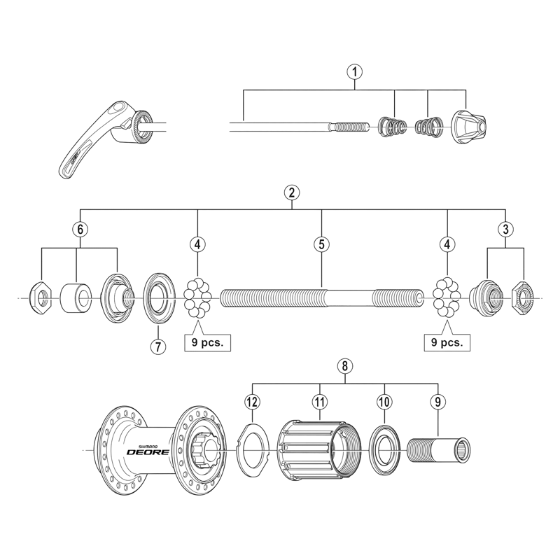 Balfes Bikes Shimano FH-T610 complete hub axle - 146 mm | Free postage over £30, £10 off first order, price match & 0% finance.