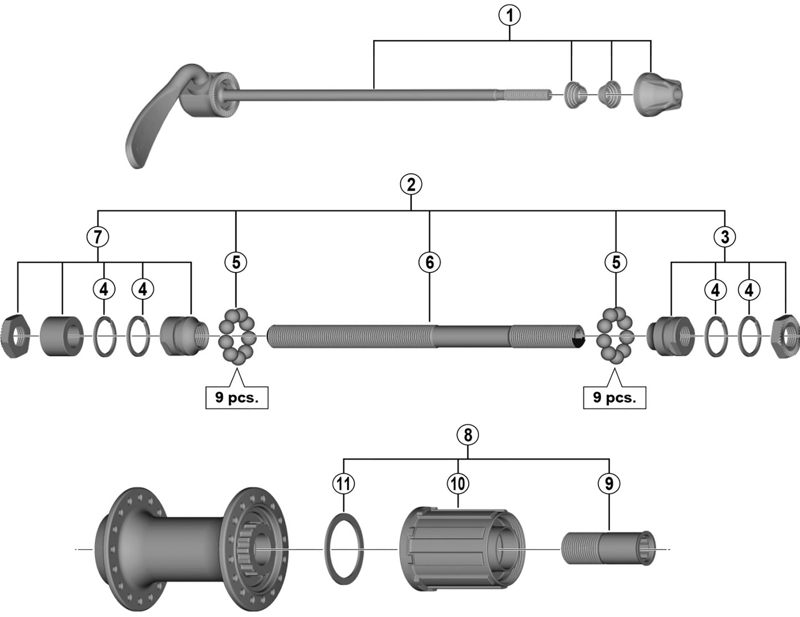 Balfes Bikes Shimano FH-T3000 Complete hub axle - 146 mm | Free postage over £30, £10 off first order, price match & 0% finance.