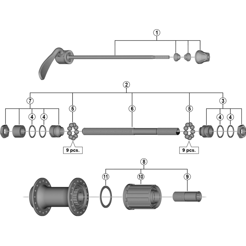 Balfes Bikes Shimano FH-T3000 Complete hub axle - 146 mm | Free postage over £30, £10 off first order, price match & 0% finance.