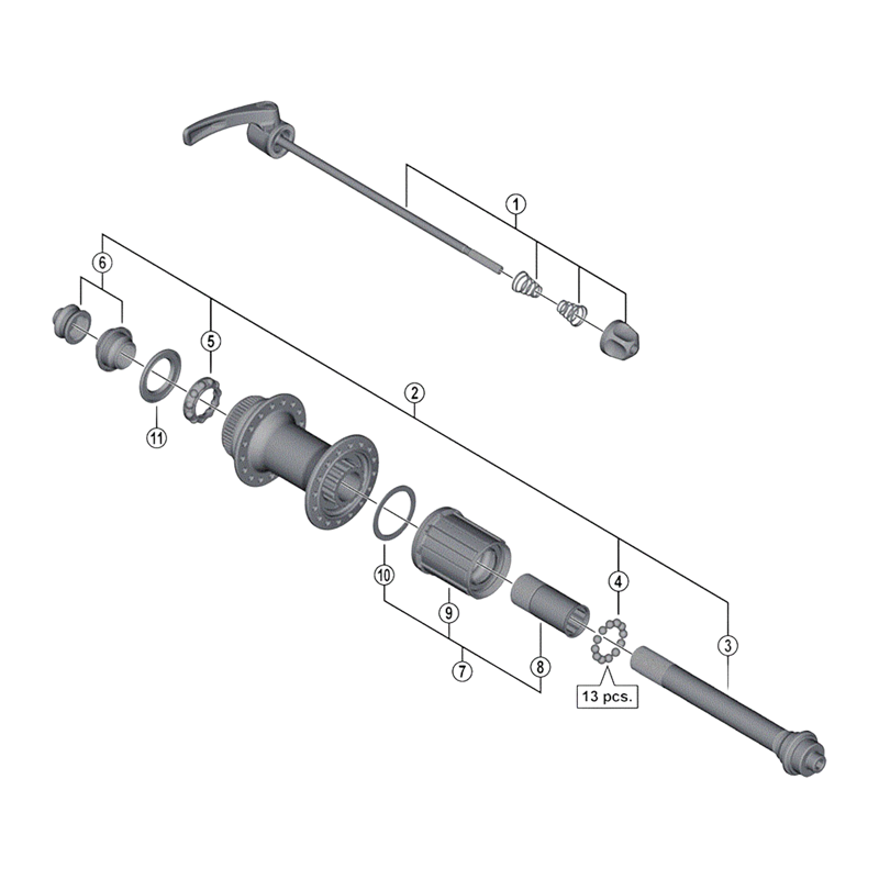Balfes Bikes Shimano FH-M8000 complete quick release - 173 mm | Free postage over £30, £10 off first order, price match & 0% finance.