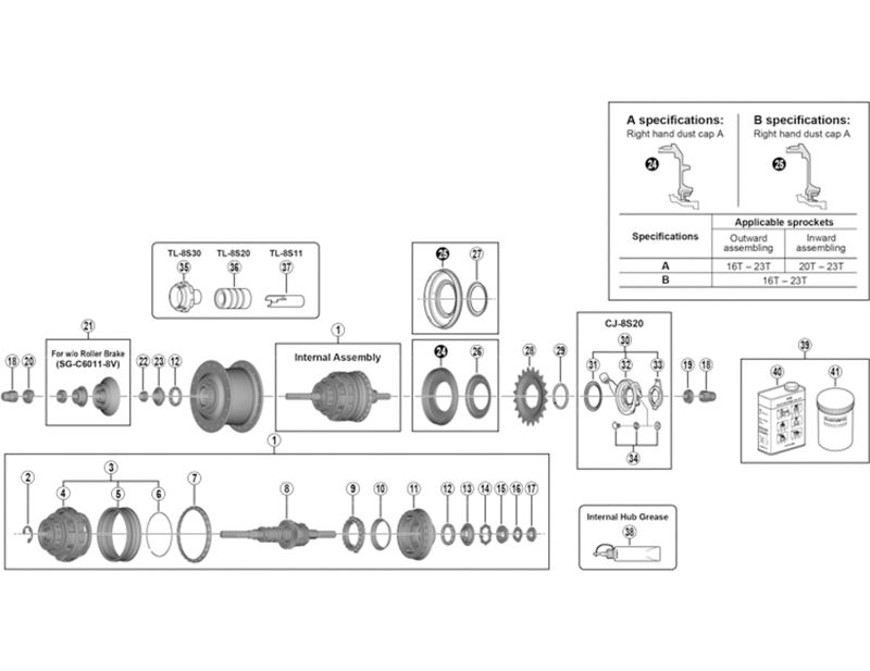 Balfes Bikes Shimano SG-C6011-8R Hub Internal assembly - 184 mm | Free postage over £30, £10 off first order, price match & 0% finance.