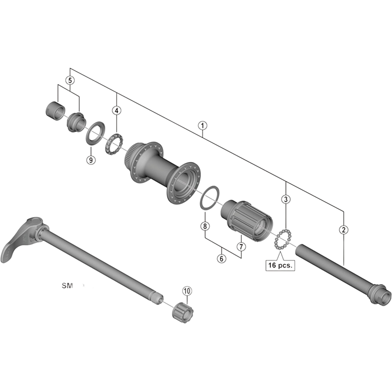 Balfes Bikes Shimano SHimano FH-MT400-B Alivio complete hub axle - 148 mm | Free postage over £30, £10 off first order, price match & 0% finance.