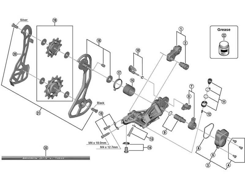 Balfes Bikes Shimano RD-RX810 GRX pulley bolt set | Free postage over £30, £10 off first order, price match & 0% finance.