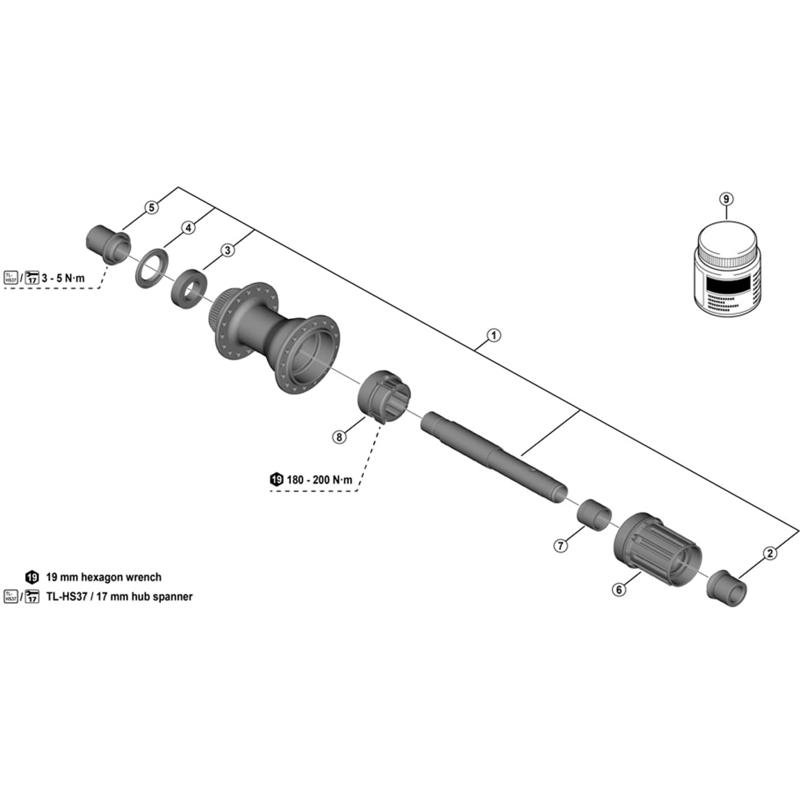 Balfes Bikes Shimano cues FH-TC500-MS/HM complete axle | Free postage over £30, £10 off first order, price match & 0% finance.