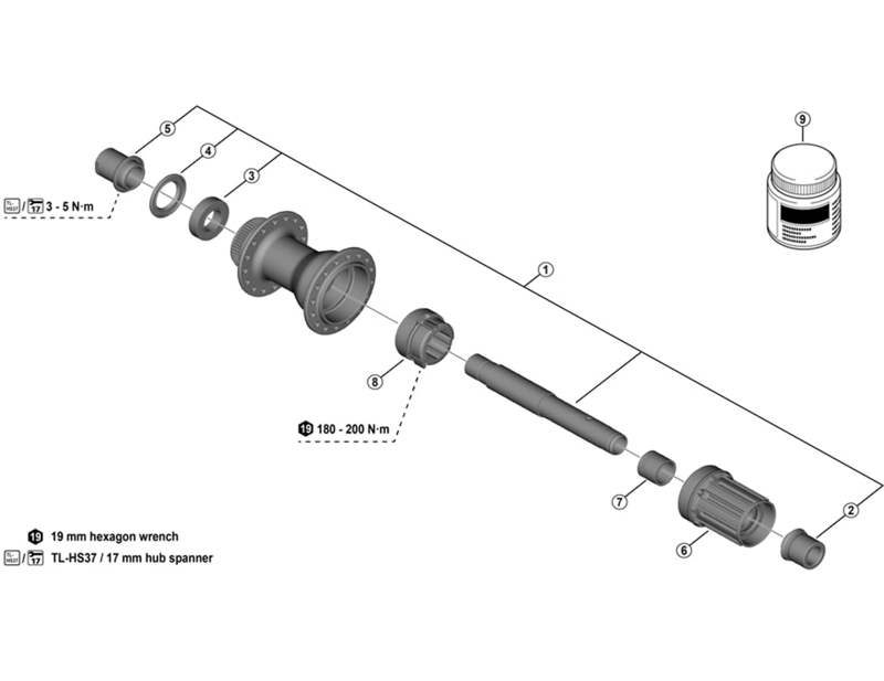 Balfes Bikes Shimano SHimano Cues FH-TC500-MS-B/HM-B complete axle | Free postage over £30, £10 off first order, price match & 0% finance.