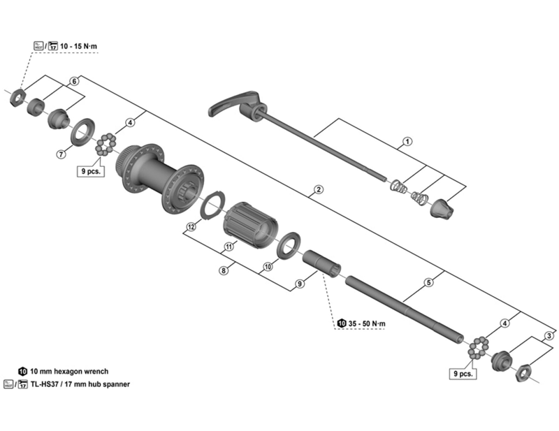 Balfes Bikes Shimano Deore FH-M595 left hand lock nut unit | Free postage over £30, £10 off first order, price match & 0% finance.
