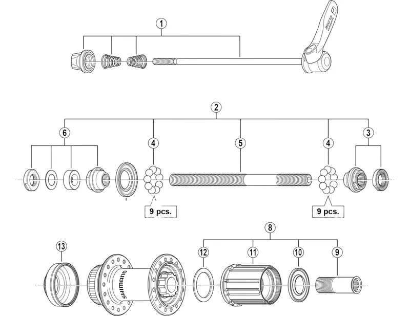 Balfes Bikes Shimano FHM629 Complete hub Axle 146mm | Free postage over £30, £10 off first order, price match & 0% finance.