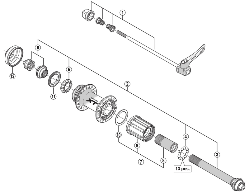Balfes Bikes Shimano FH-M785 complete quick release skewer - 168 mm | Free postage over £30, £10 off first order, price match & 0% finance.