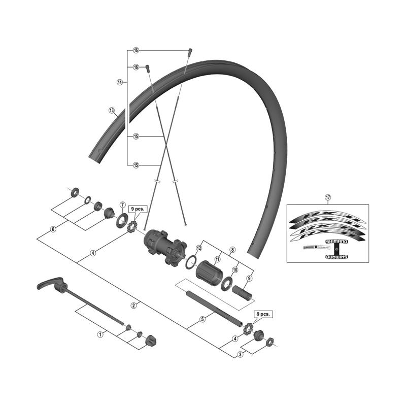 Balfes Bikes Shimano WH-RX31 complete hub axle - 146 mm | Free postage over £30, £10 off first order, price match & 0% finance.