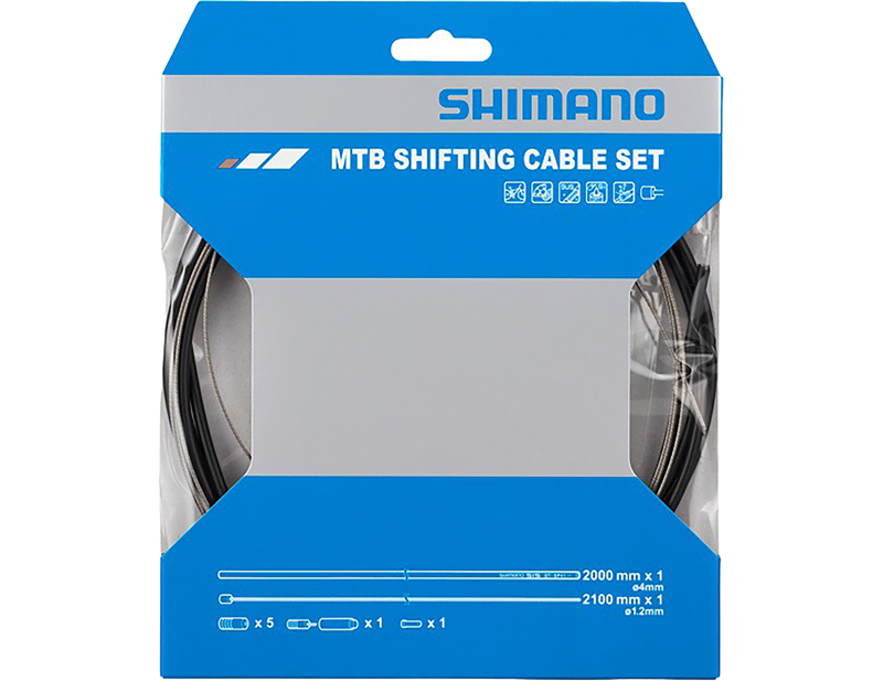 Shimano MTB rear gear cable set in black - stainless steel inner