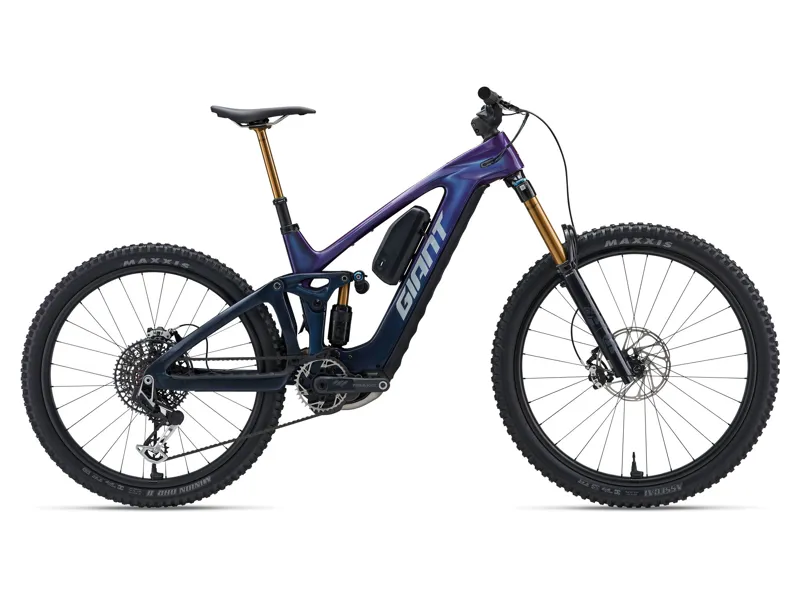 Giant Reign Advanced E+ 0 Electric Full Suspension Mountain Bike 2026 in Purple Haze/Metallic Navy-1