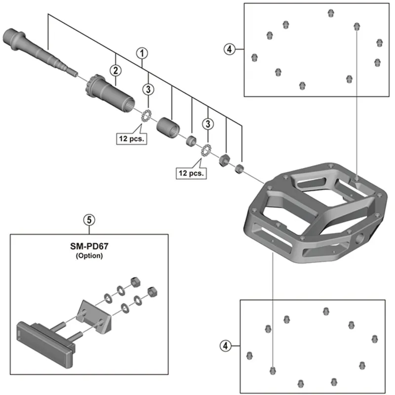 Shimano XT PD-M8040 pedal axle assembly-1