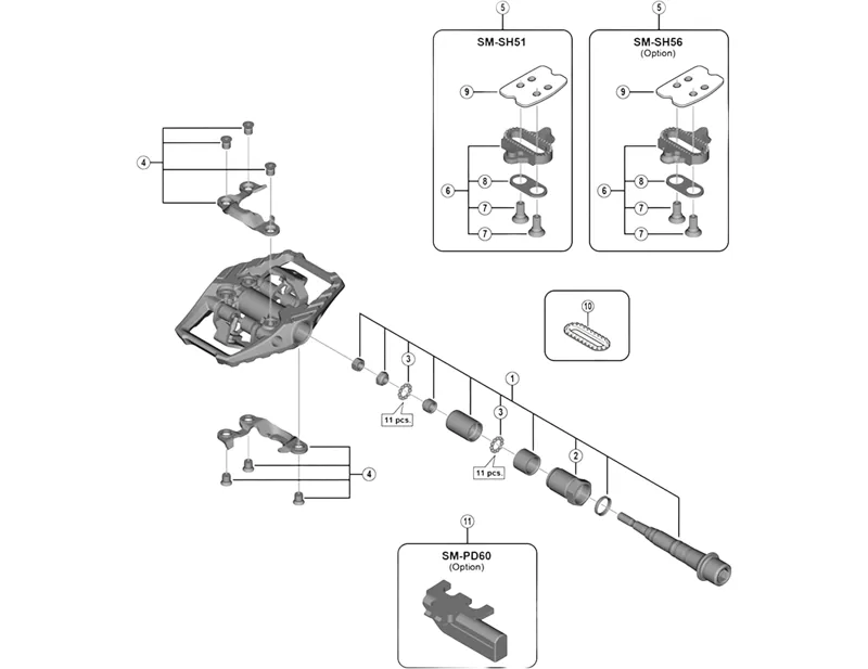 Shimano PDM9100 right hand Pedal Axle Assembly