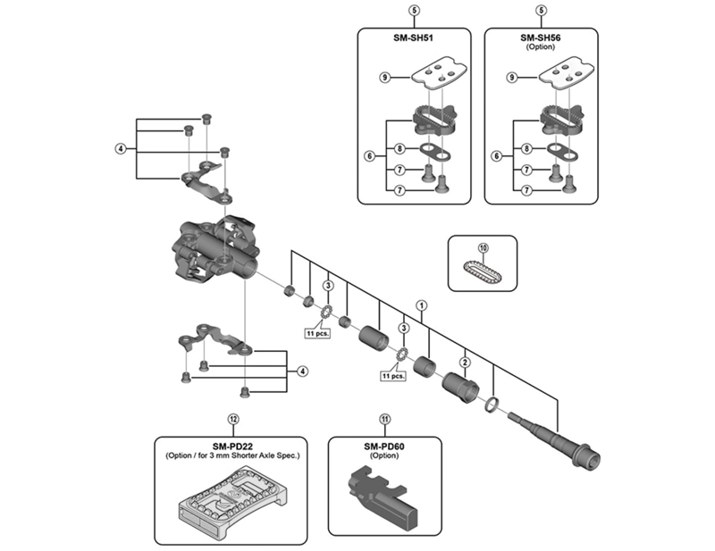 Balfes Bikes Shimano XTR PD-M9100 pedal axle assembly right hand - 3 mm shorter axle | Free postage over £30, £10 off first order, price match & 0% finance.