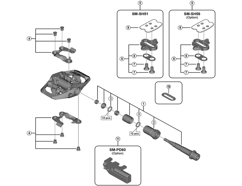 Balfes Bikes Shimano PD-MX70 pedal axle assembly | Free postage over £30, £10 off first order, price match & 0% finance.