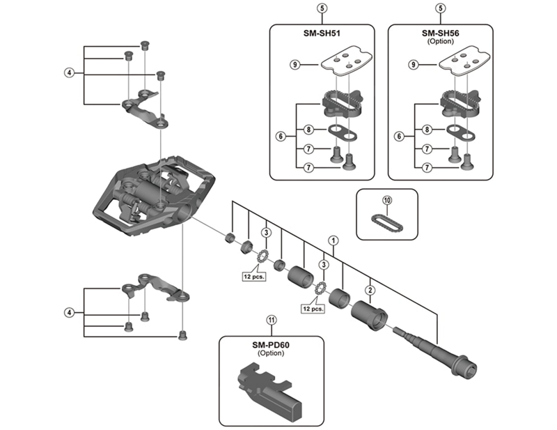 Balfes Bikes Shimano XT PD-M8120 pedal axle assembly | Free postage over £30, £10 off first order, price match & 0% finance.
