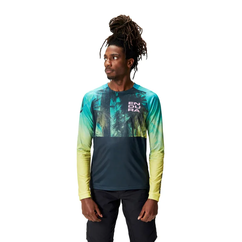 Endura Tropical Long Sleeve Print LTD Jersey in Atlantic Blue-2