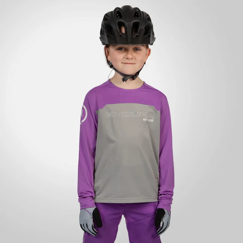 Endura Kid's MT500 Burner Long Sleeve Jersey in Thistle-1
