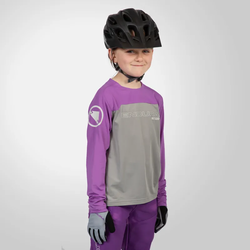 Endura Kid's MT500 Burner Long Sleeve Jersey in Thistle-2
