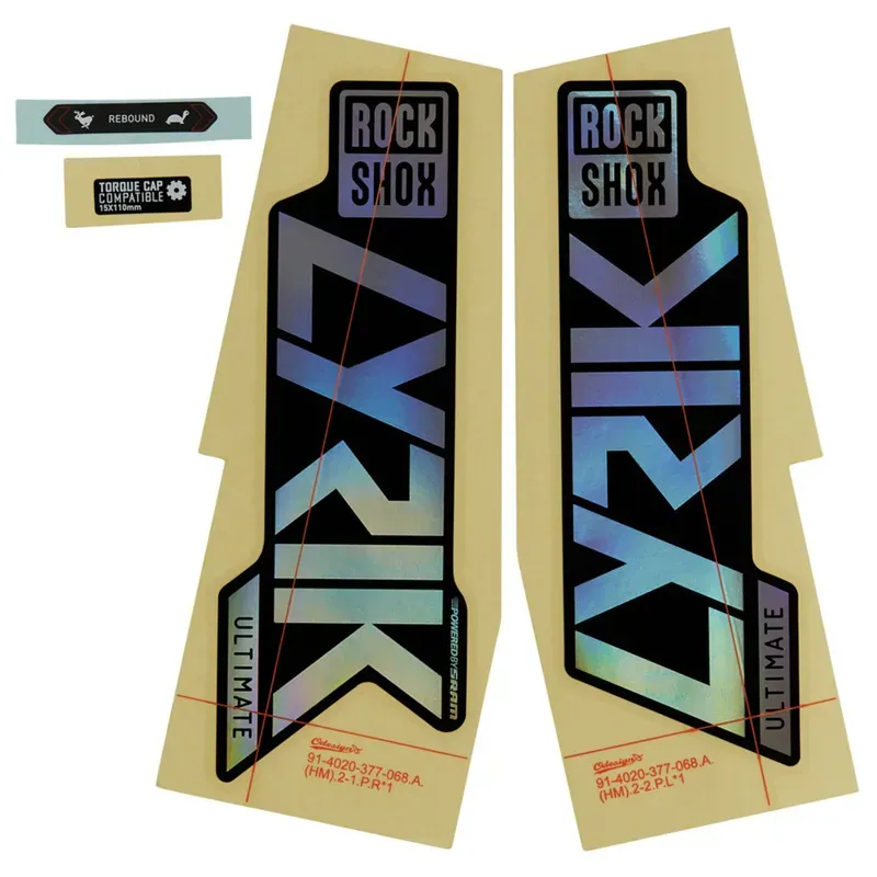 Sram Rockshox Lyrik Ultimate 27/29 Fork Decal Kit in Gloss Rainbow and HIGH GLOSS BLACK