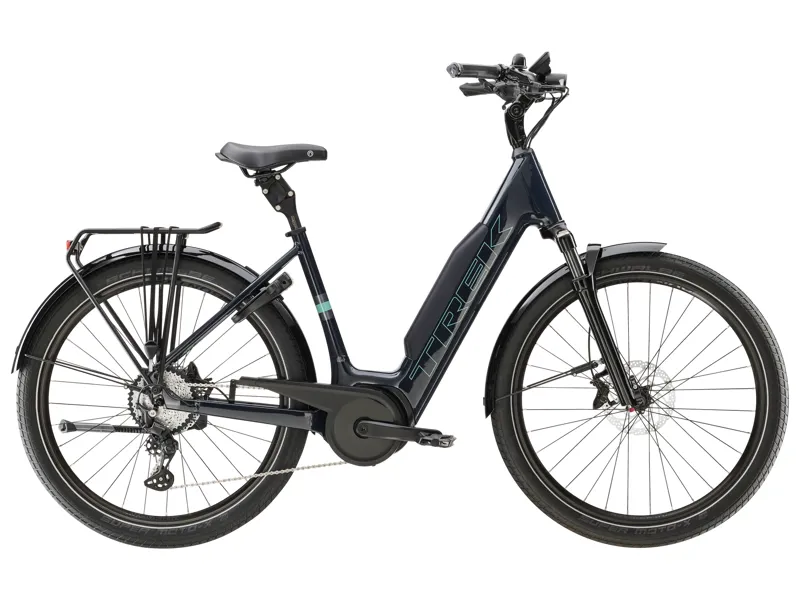Trek Verve+ 5 800Wh Lowstep Electric Hybrid Bike 2023 in Nautical Navy
