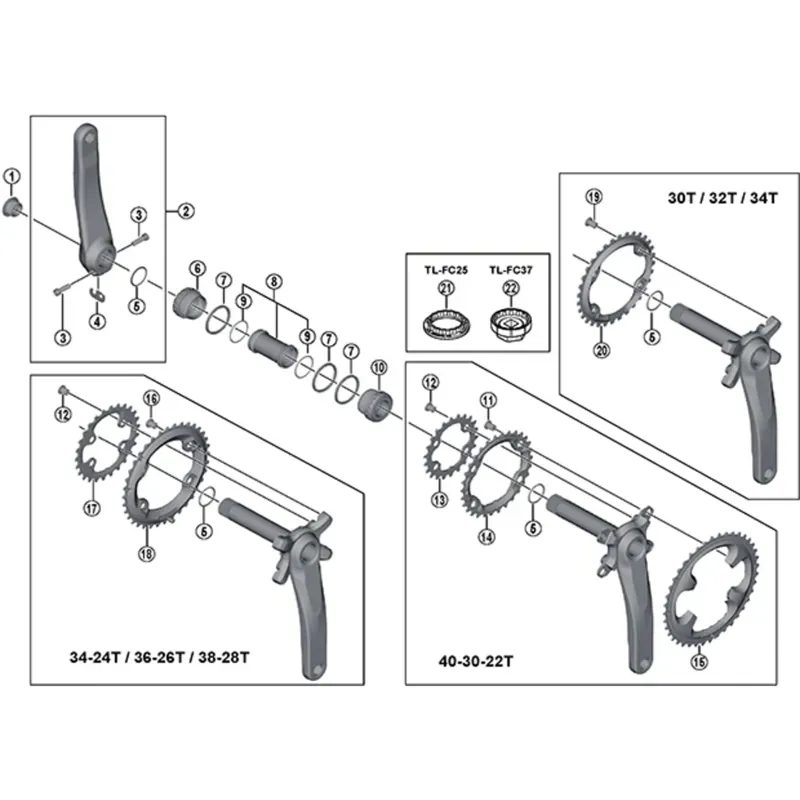 Shimano Deore XT FCM8000 11 Speed Chainring 30T-BA For 40-30-22T-1