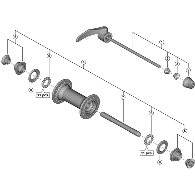 Shimano 105 HB-5800 Complete Hub Axle