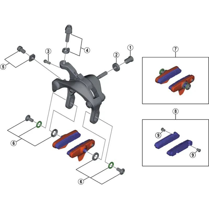 Shimano R55C4 105 Cartridge Type Brake Shoe Set Caliper Mount Pair -1