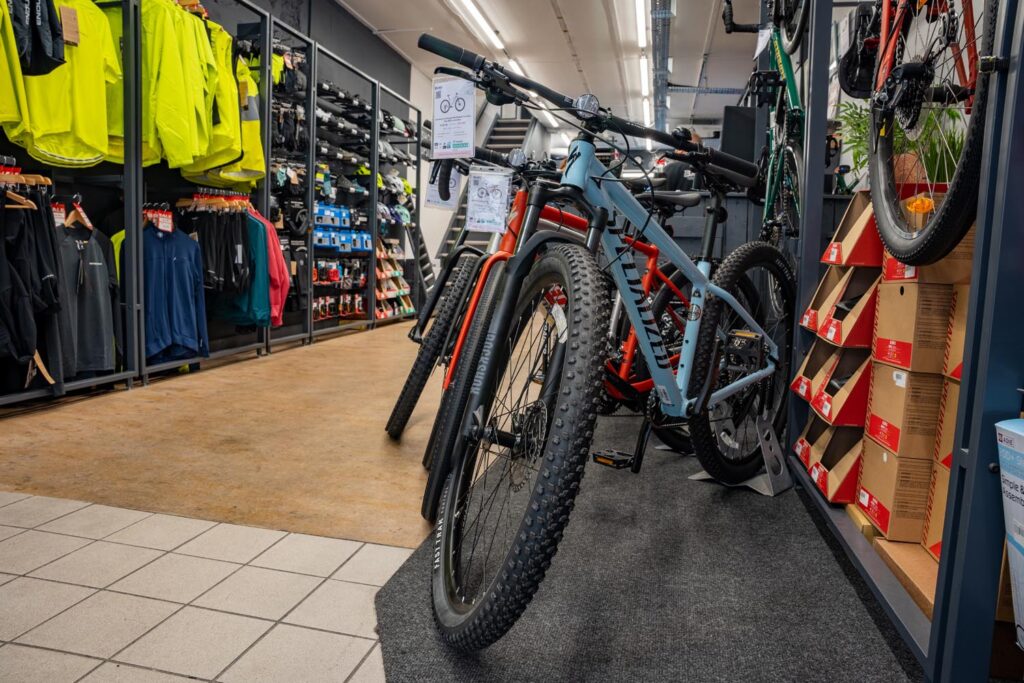 Inside the store at Balfe's Bikes Sutton