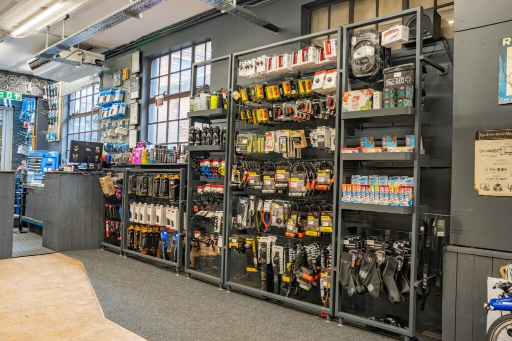 Inside the store at Balfe's Bikes Sutton
