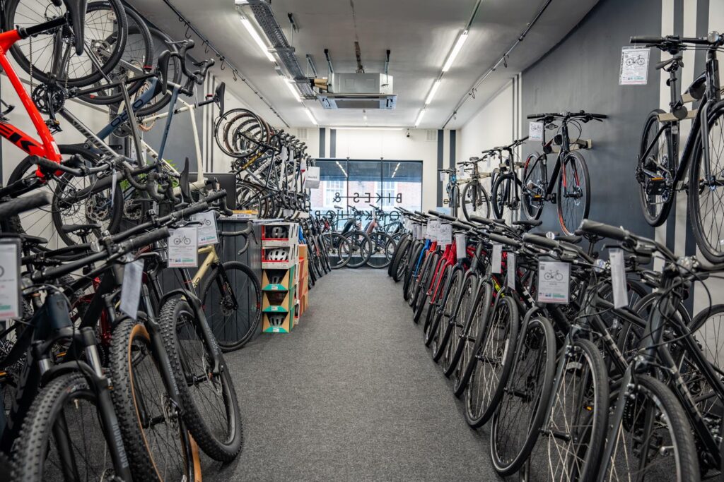 Inside the store at Balfe's Bikes Sutton